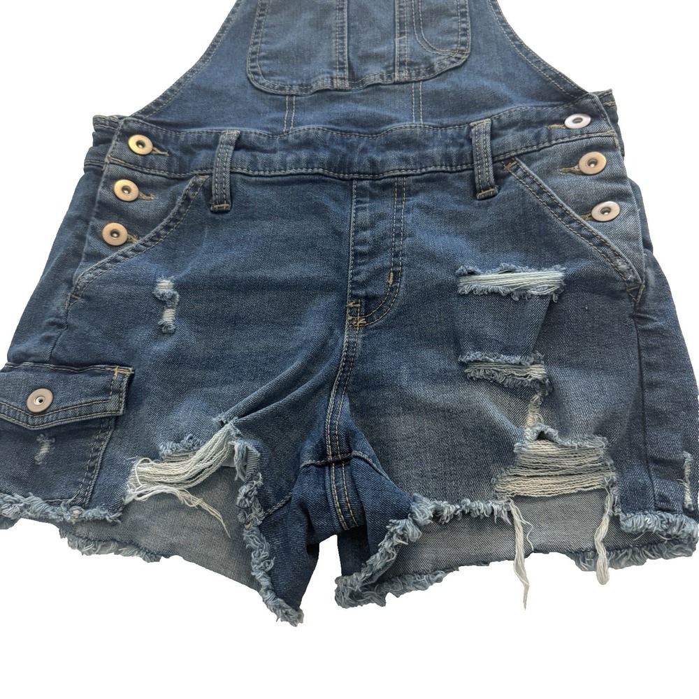 NOBO No Boundaries Denim Bib Shortalls Overalls Distressed Grunge Size S (3-5) - Picture 4 of 13